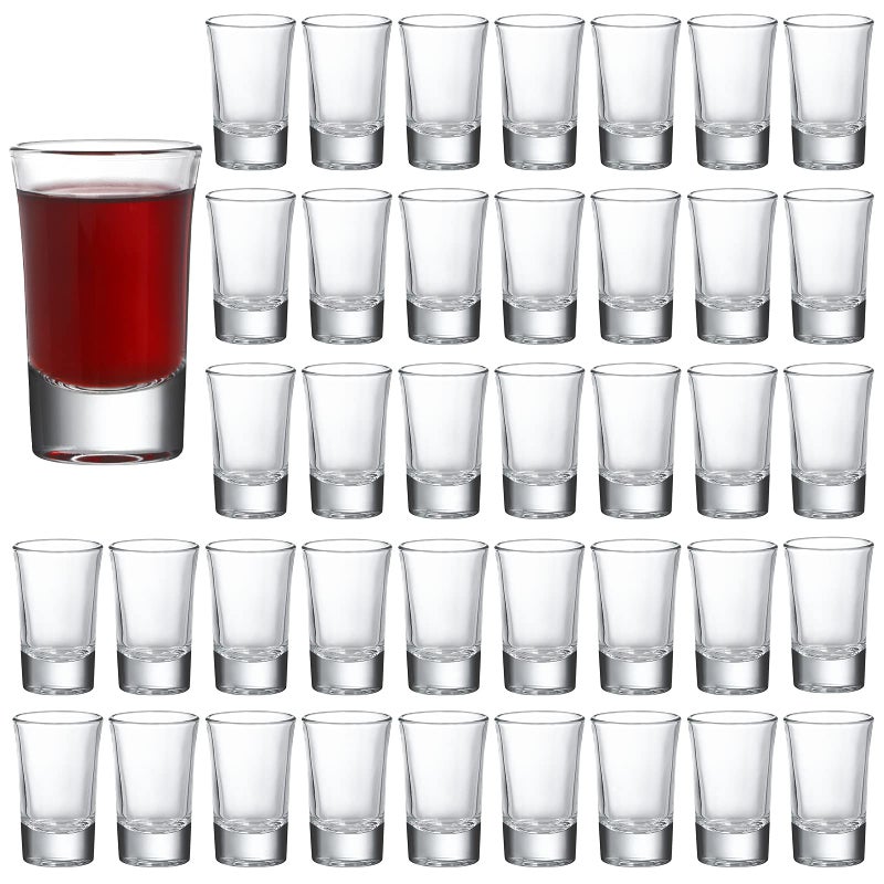 Crazystorey 40 Pack Heavy Base Shot Glasses, 1.4oz Whiskey Shot Glass Set Small Glass Cups for Liqueur Spirits Bar Party Favor Housewarming Gift - Image 1