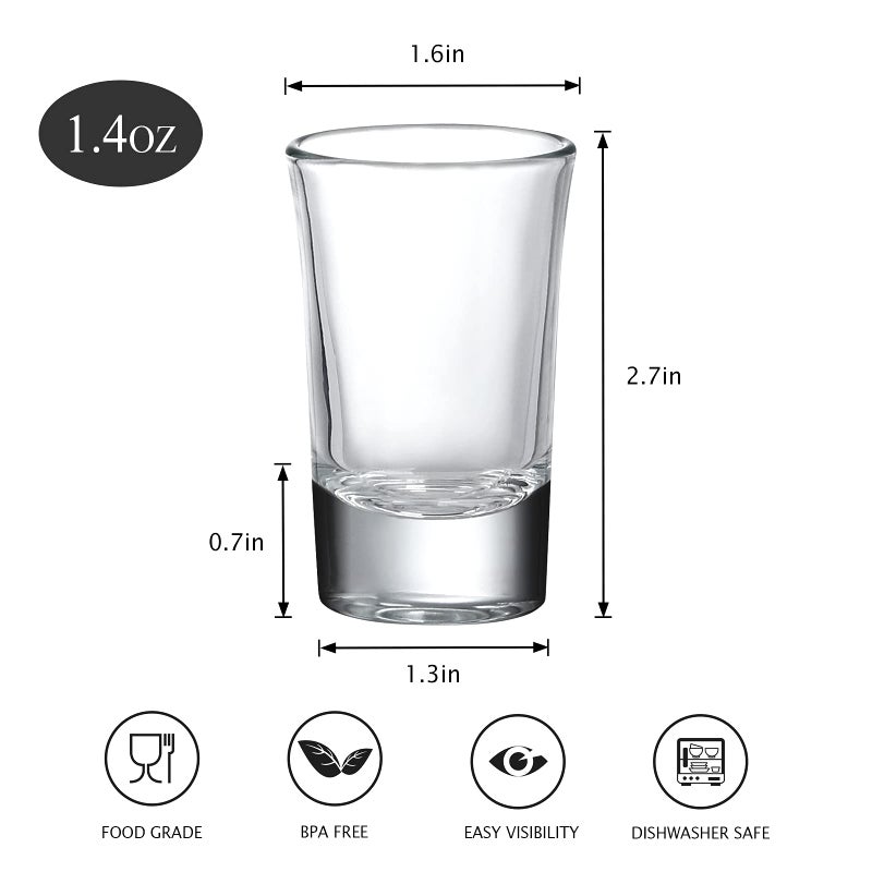 Crazystorey 40 Pack Heavy Base Shot Glasses, 1.4oz Whiskey Shot Glass Set Small Glass Cups for Liqueur Spirits Bar Party Favor Housewarming Gift - Image 2