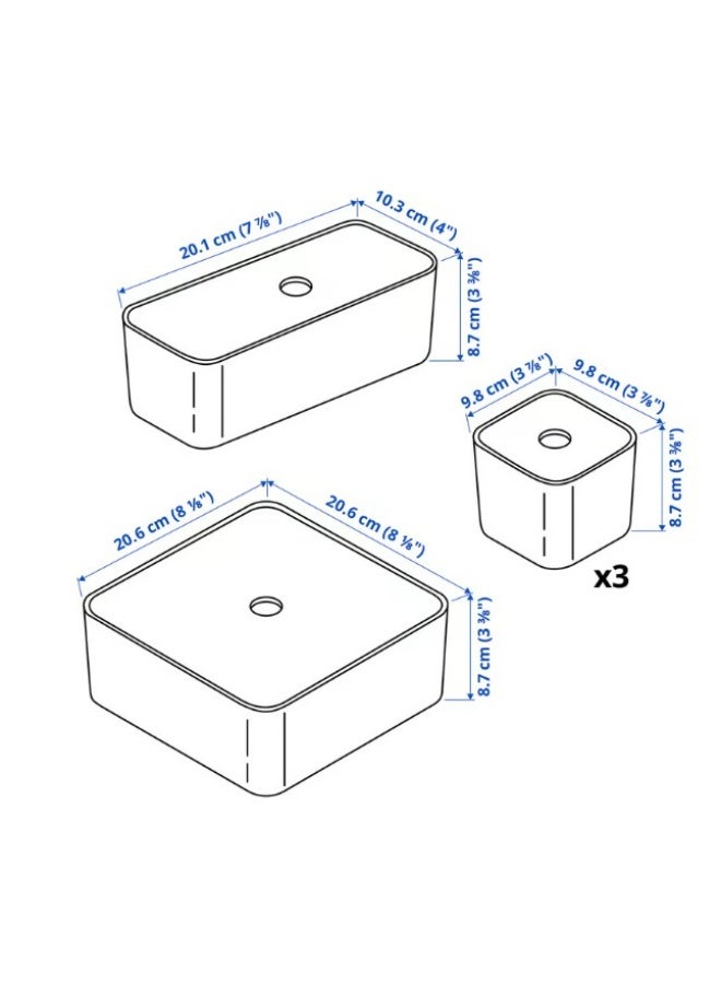 Box with lid, set of 5, grey - Image 3