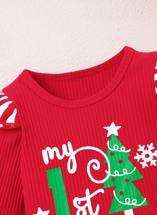 Perdeca My First Christmas Newborn Baby Girls Clothes Romper Top Bow Tutu Skirt with Headband Dress Outfit Set - Image 3