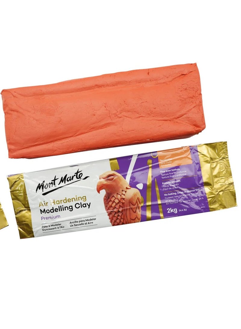 Mont Marte Premium Air Hardening Modelling Clay Terracotta Brown 2 Kilogram Content - Image 1