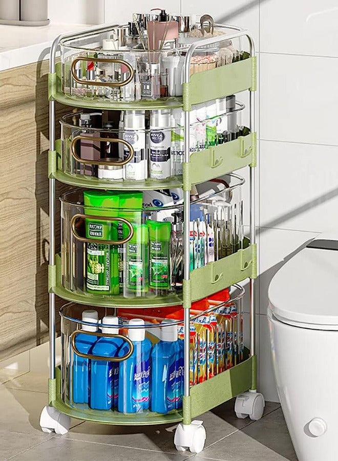 JCB CHIC رف تخزين المطبخ ذو 4 طبقات رف تخزين فواكه وخضروات متحرك متعدد الاستخدامات مع رف تخزين متعدد الاستخدامات مع عجلات لغرفة المعيشة غرفة النوم الحمام المطبخ غرفة الغسيل والمرآب - Image 1