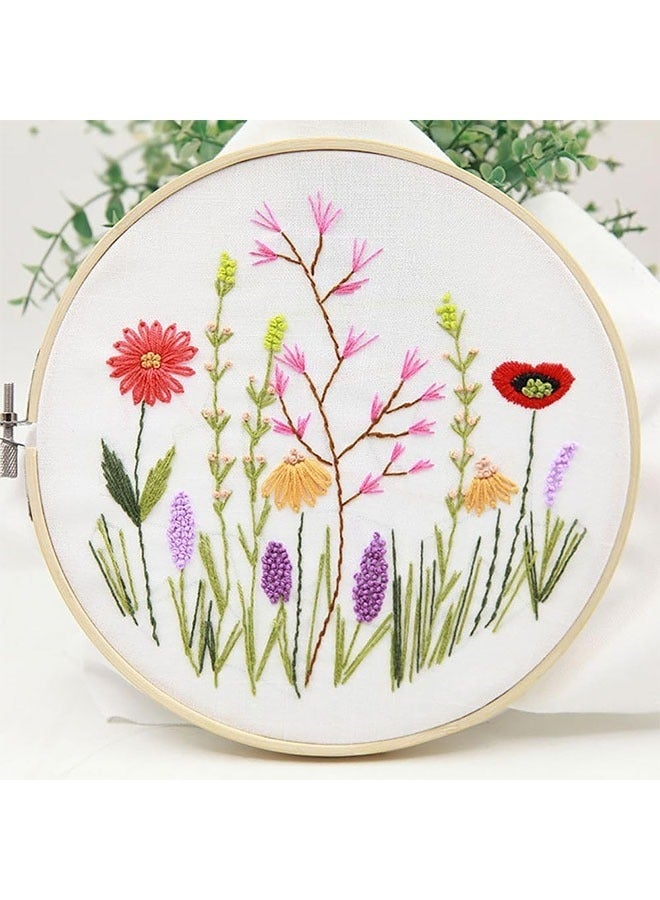 4 Set Embroidery Kit for Beginners, Cross Stitch Kits with Stamped Pattern Embroidery Starter Kit Include 1 Wooden Embroidery Hoops Color Threads Needles Kit for Adults - Image 2
