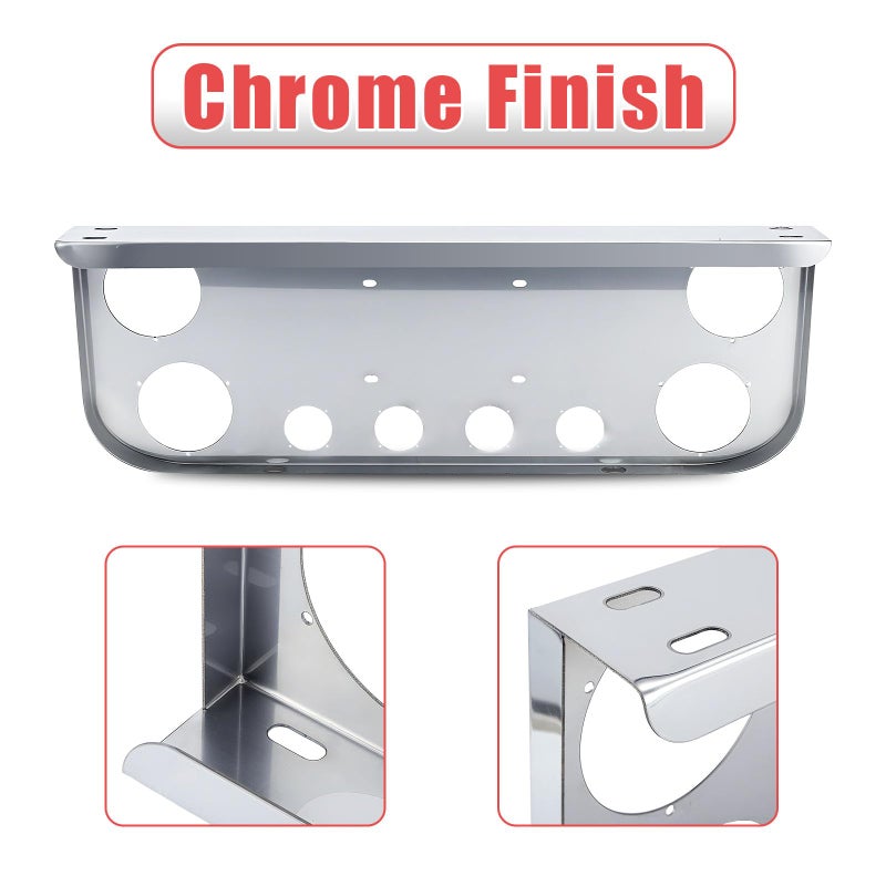 Cabtherlyn Tail Light Panel Stainless Steel with Four 4.49" and Four 2.31" Light Round Cutouts Rear Light Panel for Semi Truck - Image 5