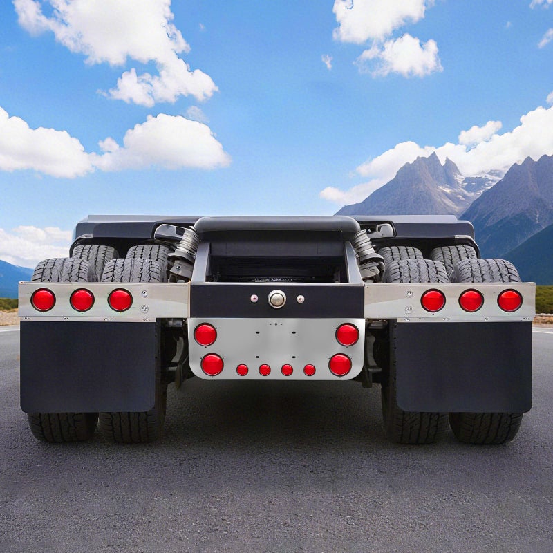 Cabtherlyn Tail Light Panel Stainless Steel with Four 4.49" and Four 2.31" Light Round Cutouts Rear Light Panel for Semi Truck - Image 2
