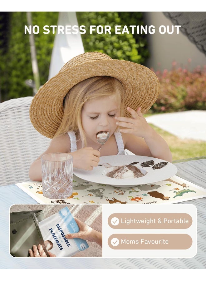 Babebay Disposable Stick-on Placemats 60 Pack for Baby & Kids & Toddler, Sticky Placemats Restaurant Table Mats 12" x 18" (Animal Alphabet) - Image 5