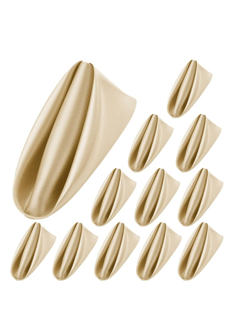 Oasisgalore 12 Pieces Satin Dinner Napkins Square Weddings Table Napkins for Restaurant Weddings Party Decoration，17 x 17 Inches  - Image 1