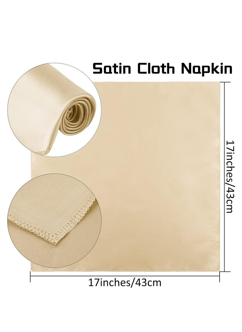 Oasisgalore 12 Pieces Satin Dinner Napkins Square Weddings Table Napkins for Restaurant Weddings Party Decoration，17 x 17 Inches  - Image 2