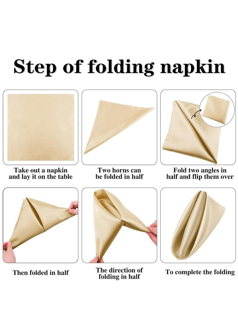Oasisgalore 12 Pieces Satin Dinner Napkins Square Weddings Table Napkins for Restaurant Weddings Party Decoration，17 x 17 Inches  - Image 3