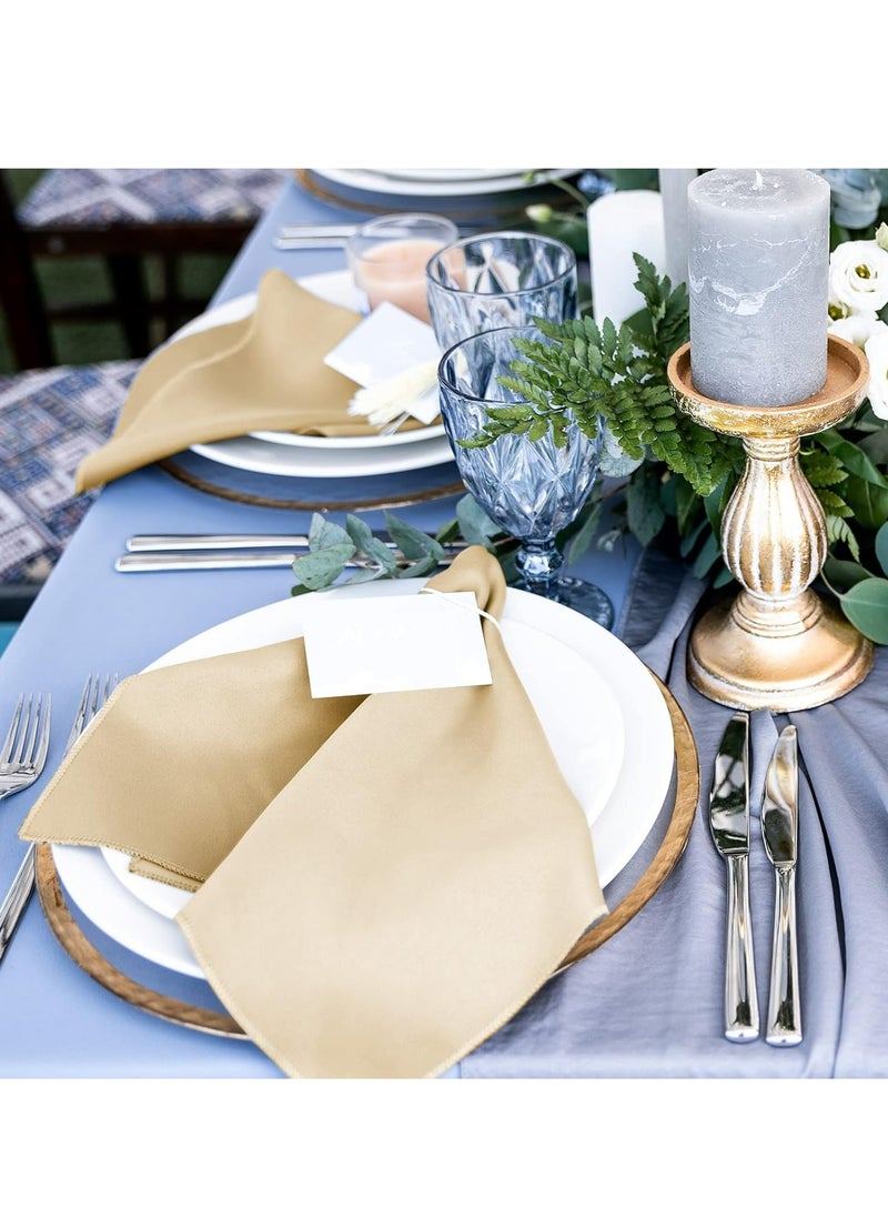 Oasisgalore 12 Pieces Satin Dinner Napkins Square Weddings Table Napkins for Restaurant Weddings Party Decoration，17 x 17 Inches  - Image 5