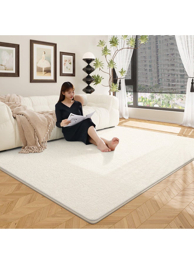 Dajiang Rice White Velvet Carpet, Living Room High-end Cream Bedside Rug, Bedroom Sofa Rug, 120x160cm - Image 1