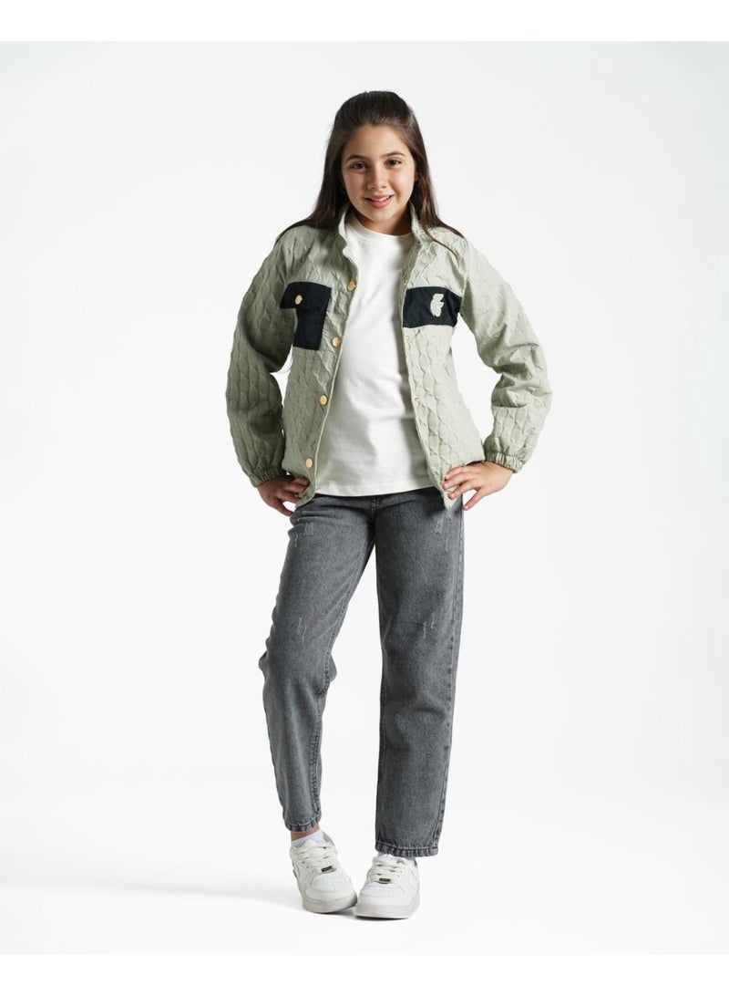 ريمينت جاكيت للبنات خفيف للربيع مينت - Image 1