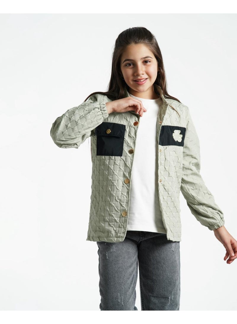 ريمينت جاكيت للبنات خفيف للربيع مينت - Image 2
