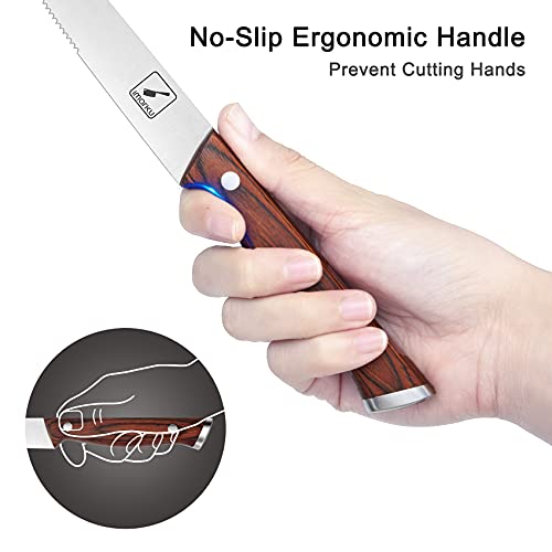 imarku Steak Knives Set of 6, Japanese HC Steel Premium Serrated Steak Knife Set with Ergonomic Handle and Gift Box, Home Essential, Best Birthday Gifts for Women and Men - Image 4