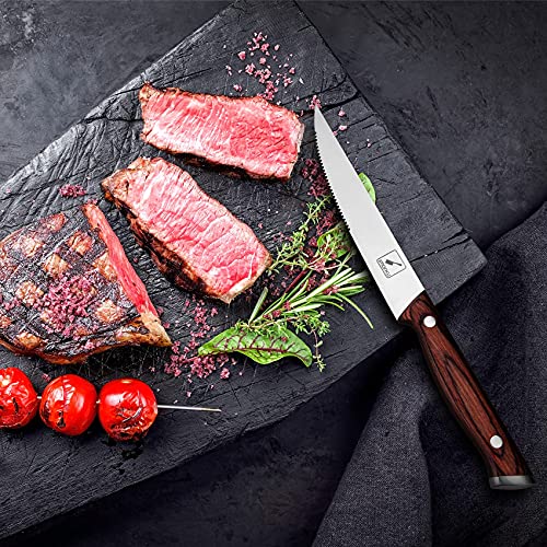 imarku Steak Knives Set of 6, Japanese HC Steel Premium Serrated Steak Knife Set with Ergonomic Handle and Gift Box, Home Essential, Best Birthday Gifts for Women and Men - Image 5