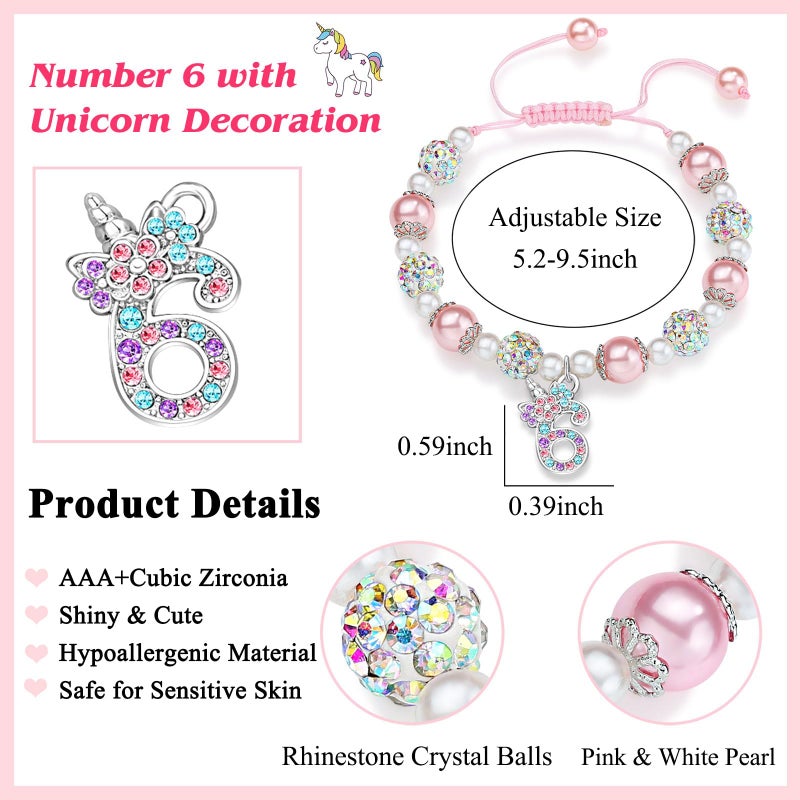 UPROMI 6 Year Old Girl Birthday Gift, 6th Unicorn Birthday Decorations Best Gifts for 6 Year Old Girl Bracelet - Image 3