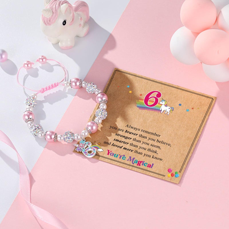 UPROMI 6 Year Old Girl Birthday Gift, 6th Unicorn Birthday Decorations Best Gifts for 6 Year Old Girl Bracelet - Image 5
