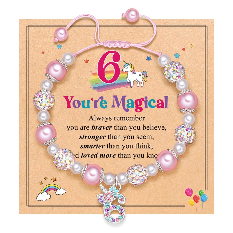 UPROMI 6 Year Old Girl Birthday Gift, 6th Unicorn Birthday Decorations Best Gifts for 6 Year Old Girl Bracelet - Image 1
