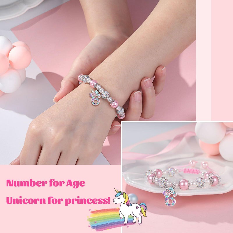 UPROMI 6 Year Old Girl Birthday Gift, 6th Unicorn Birthday Decorations Best Gifts for 6 Year Old Girl Bracelet - Image 4