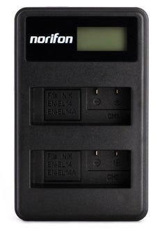 Norifon EN-EL14 Dual Channel LCD USB Charger for Nikon Coolpix P7000, Coolpix P7100, Coolpix P7700, Coolpix P7800, DSLR D3100, DSLR D3200, DSLR D5100, DSLR D5200 Camera and More 