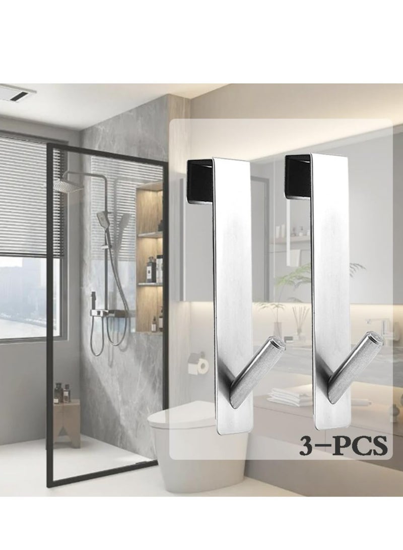 أوزيغالور مناشفة دش باب خطافات للحمامات، 3pcs ثقيلة واجب مناشفة خطافات لباب دش الزجاج بلا إطار (12.5 سم) - Image 3