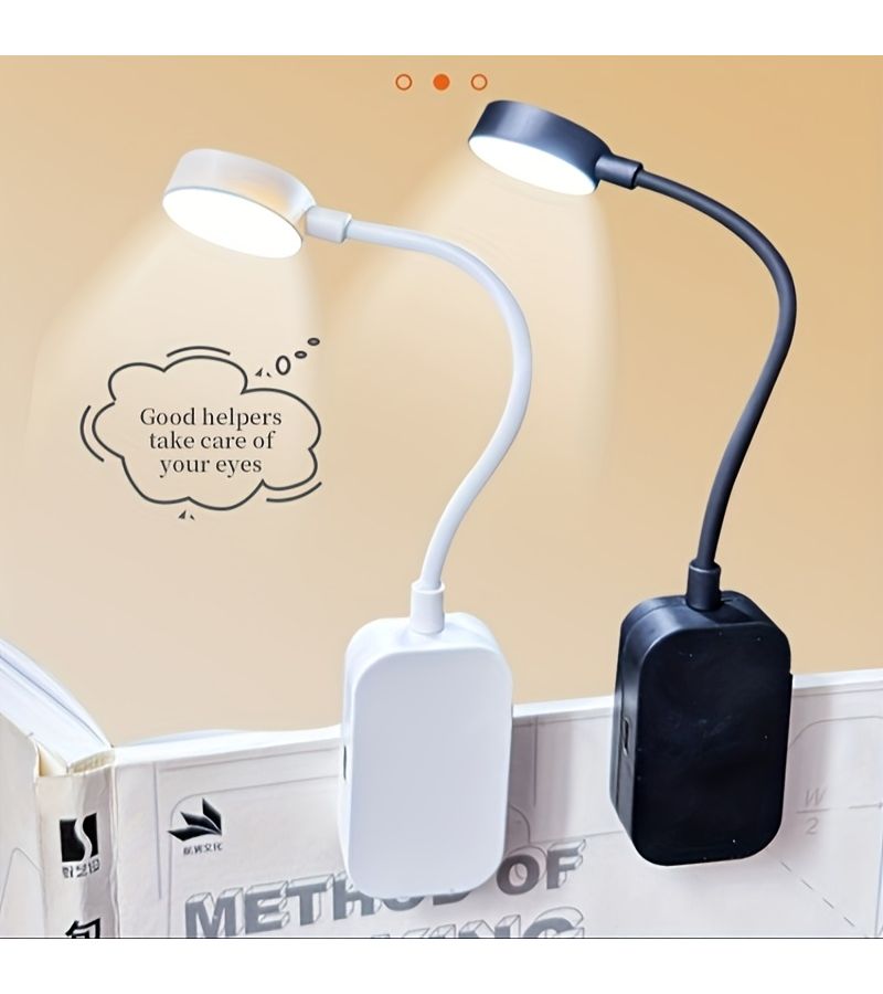 USB Rechargeable Book Light Dimmable 360 Flexible Nighttime Reading Bedroom Night Light White Three Color Adjustable Ideal For Bedside Tablets Reading Work Study - Image 1