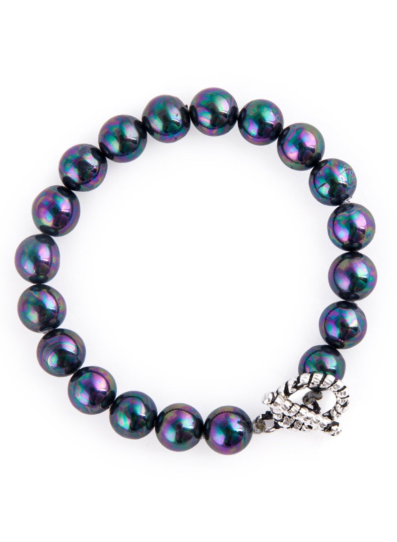 Minza ” Violet ” Pure 925 Sterling Silver, Shell stone, Handmade Bracelet for Women, Beaded Bracelet, 2.800 grams of Silver, Jewelry for Casual & Special Occasion - Image 3