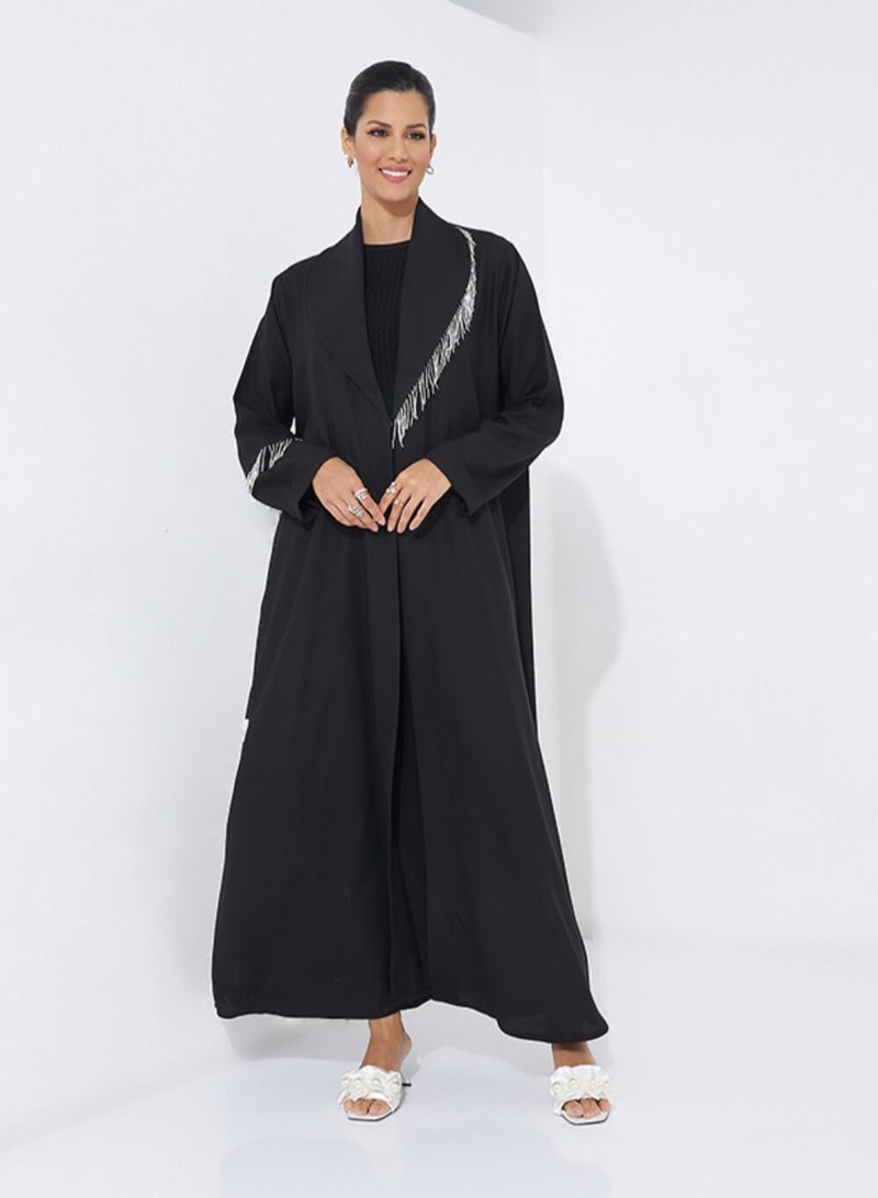 روزيت عباية عبايات بياقة فضية مفصلة - Image 1