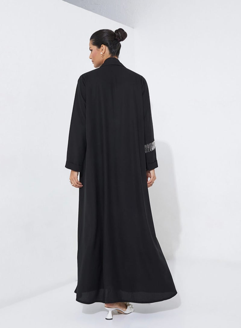 روزيت عباية عبايات بياقة فضية مفصلة - Image 3