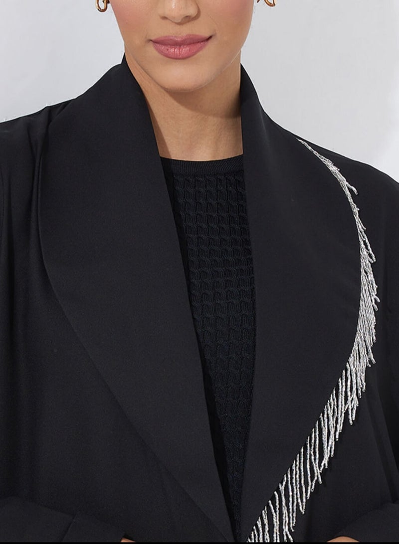 روزيت عباية عبايات بياقة فضية مفصلة - Image 2