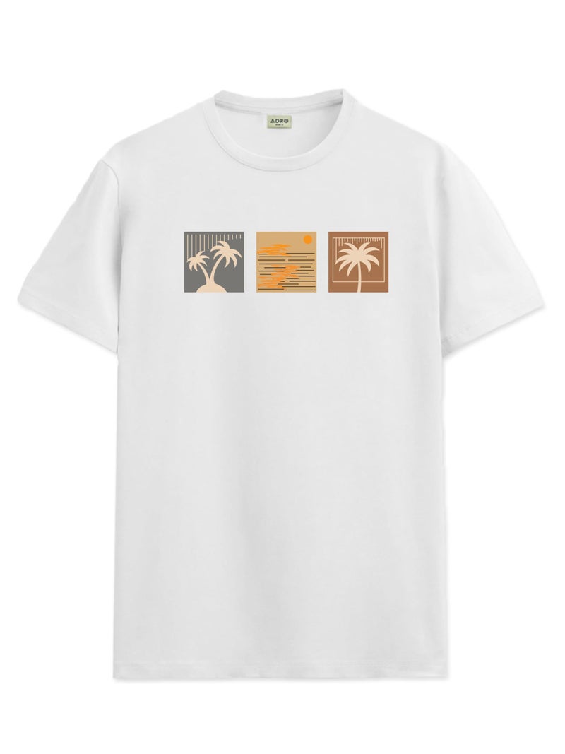 ADRO Mens Printed T Shirt | The Super Soft Tshirt in India| Pure Cotton Lycra Breathable Fabric| 4 Way Stretch smart tech Fabric| Round Neck T-Shirt (Also in Plus Size) RN25-ST-SUMR-WH-M White - Image 1