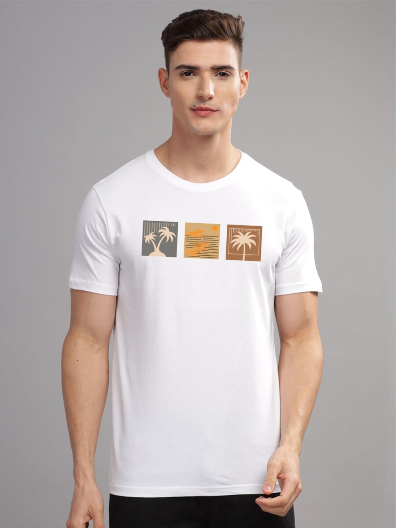 ADRO Mens Printed T Shirt | The Super Soft Tshirt in India| Pure Cotton Lycra Breathable Fabric| 4 Way Stretch smart tech Fabric| Round Neck T-Shirt (Also in Plus Size) RN25-ST-SUMR-WH-M White - Image 2