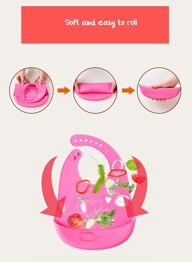 Moppets Baby Bibs with Food Catching Pocket (Pink & Orange) - Image 2
