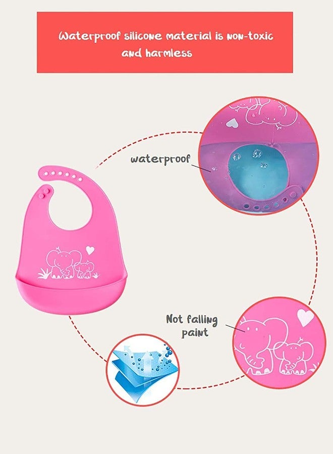 Moppets Baby Bibs with Food Catching Pocket (Pink & Orange) - Image 4