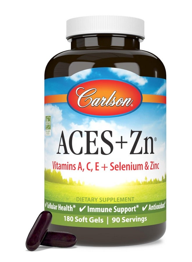 Carlson Carlson - ACES + Zn, Vitamins A, C, E + Selenium & Zinc, Cellular Health & Immune Support, Antioxidant, 180 Softgels  - Image 1