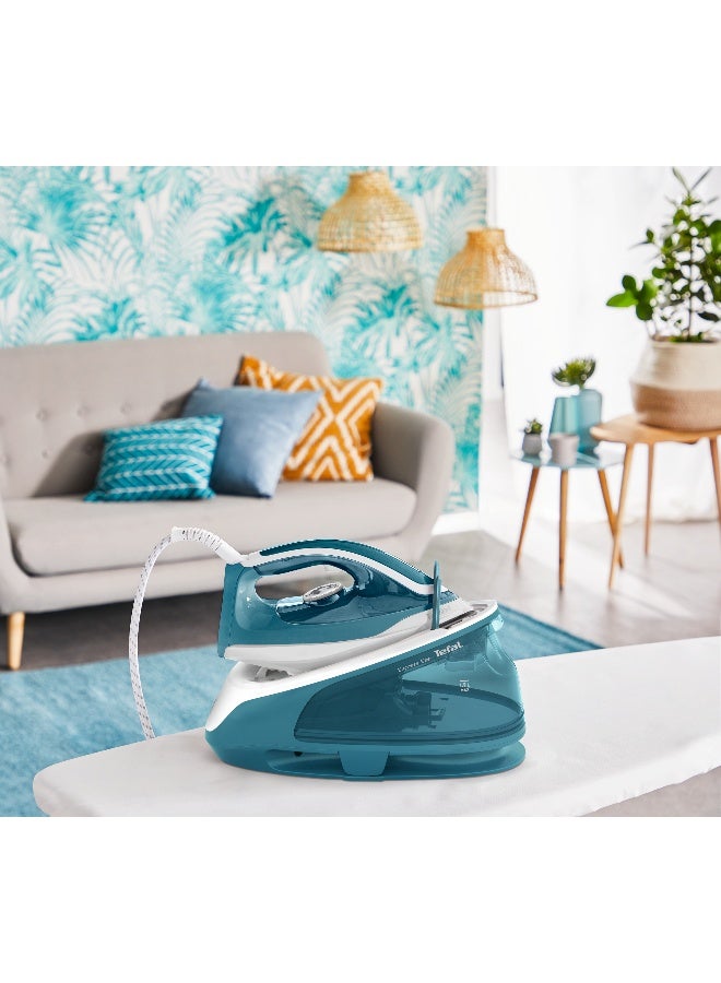 TEFAL Steam Iron High Pressure Steam Flow of 120 Grams per minute and 350 g/min with the boost for thick fabrics - 2200W - 1.7 Litre - 50/60Hz - Express Easy SV6131G0 1.7 L 2200 W SV6131G0 Blue & Silver - Image 5