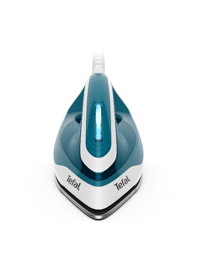 TEFAL Steam Iron High Pressure Steam Flow of 120 Grams per minute and 350 g/min with the boost for thick fabrics - 2200W - 1.7 Litre - 50/60Hz - Express Easy SV6131G0 1.7 L 2200 W SV6131G0 Blue & Silver - Image 2