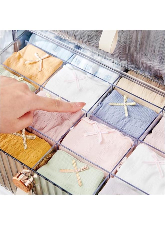 HOOKOR Clear Acrylic Divided Socks & Underwear Organzier Box for Closet, Stackable Baby Clothes Organizer Bins with Removable Adjustable Dividers for Wardrobe/Countertop, 16 Cell - Image 4