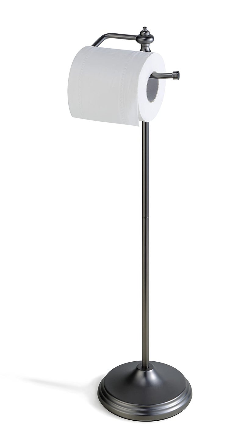 SunnyPoint Bathroom Free Standing Toilet Tissue Paper Roll Holder Stand with Reserve Function Black Nickel