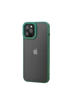 Recci iPhone 12 Pro Max case, protection for camera with thick frame. The case is transparent with green frame. The case is waterproof, fingerprint-resistant, and fall-resistant  - Image 1