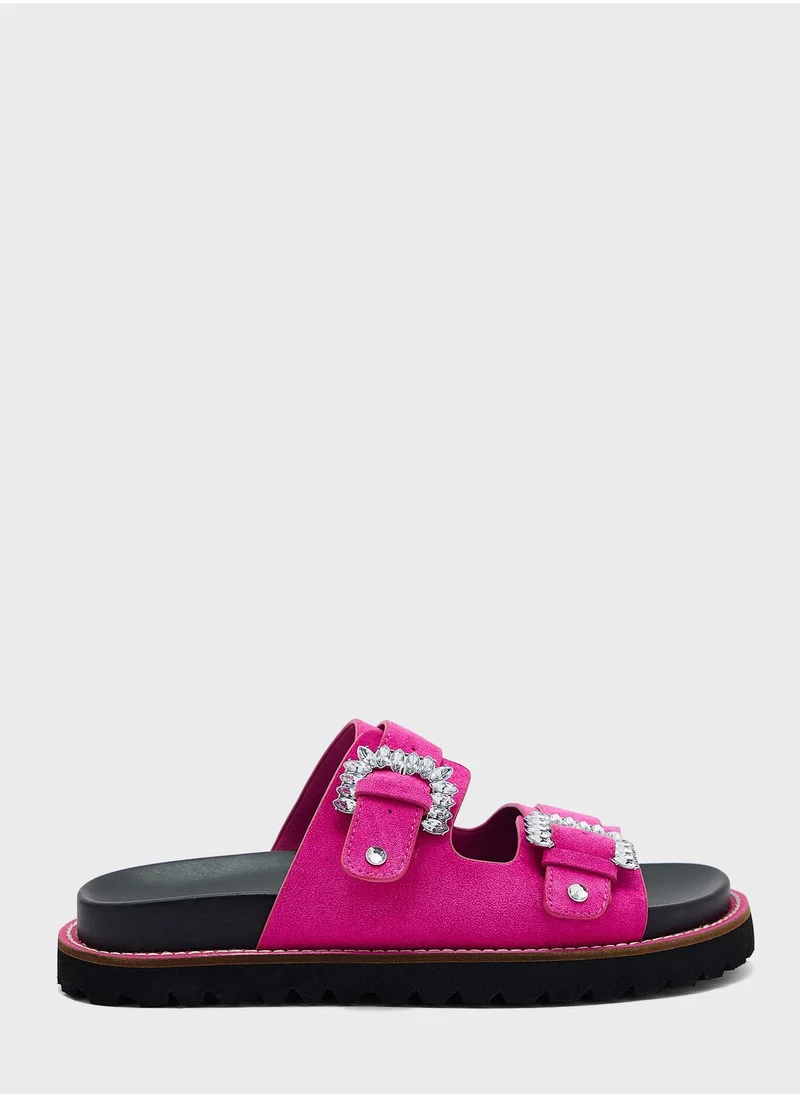 RIVER ISLAND Double Buckle Flat Sandals