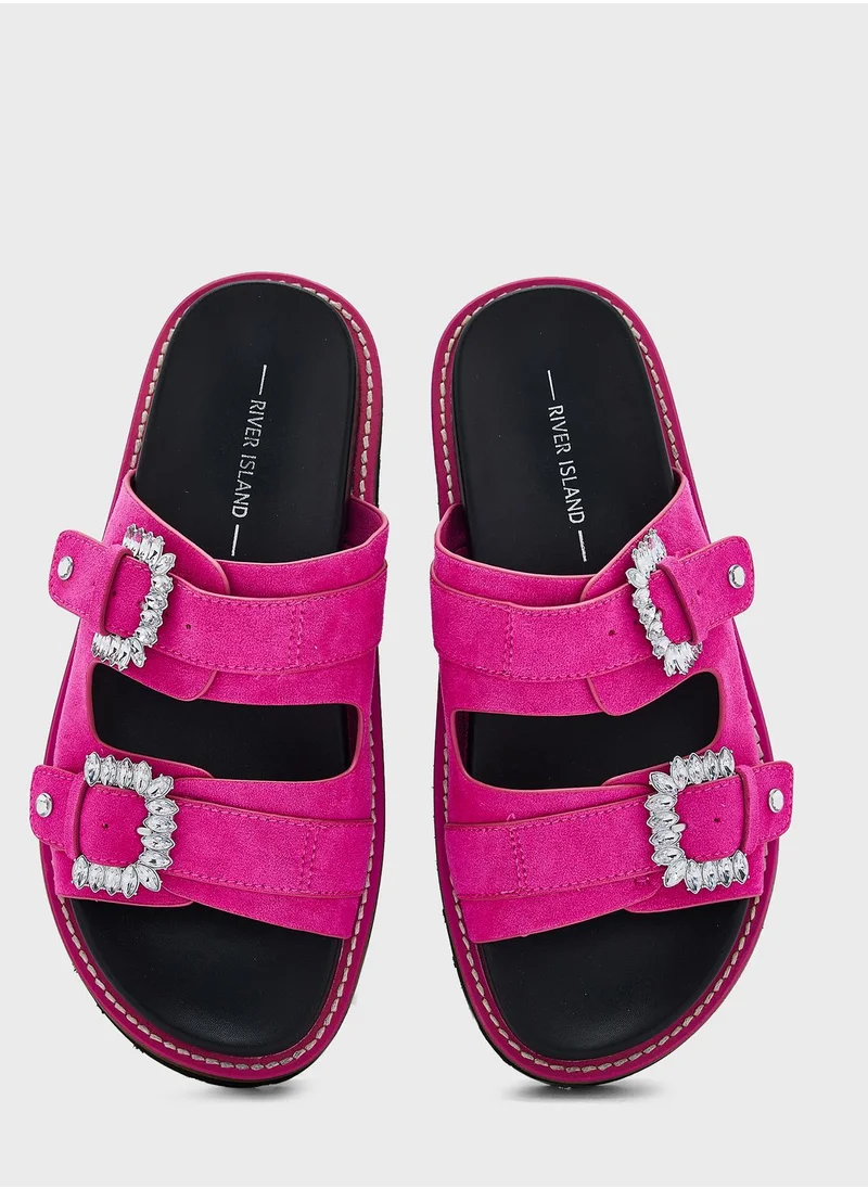 RIVER ISLAND Double Buckle Flat Sandals