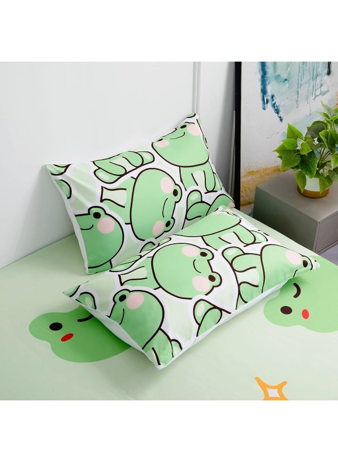 Generic - MUSOLEI 7 Piece Frog Comforter Set Frog Bedding for Kids Boys and Girls Frog sheets set Frog Bedding set Twin Size Bedding Sets for All Season - Image 1