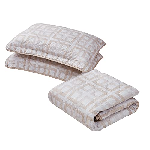Home Soft Things 7 Piece Printed Microfiber Bedspread Quilts Set, 102" x 90" King, Austin Geo, Taupe Geometric Lightweight Bed Cover Coverlet Bedding Set with Matching Shams Pillows - Image 5