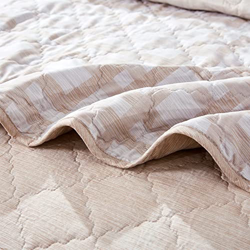 Home Soft Things 7 Piece Printed Microfiber Bedspread Quilts Set, 102" x 90" King, Austin Geo, Taupe Geometric Lightweight Bed Cover Coverlet Bedding Set with Matching Shams Pillows - Image 4