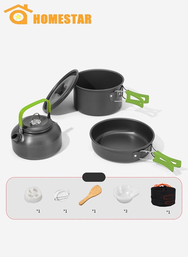 HOMESTAR Camping Cookware Kit, Non-Stick Lightweight Pots Pan Set, Portable Outdoor Cookware for Camping, Hiking, Outdoor, Picnic - Image 1