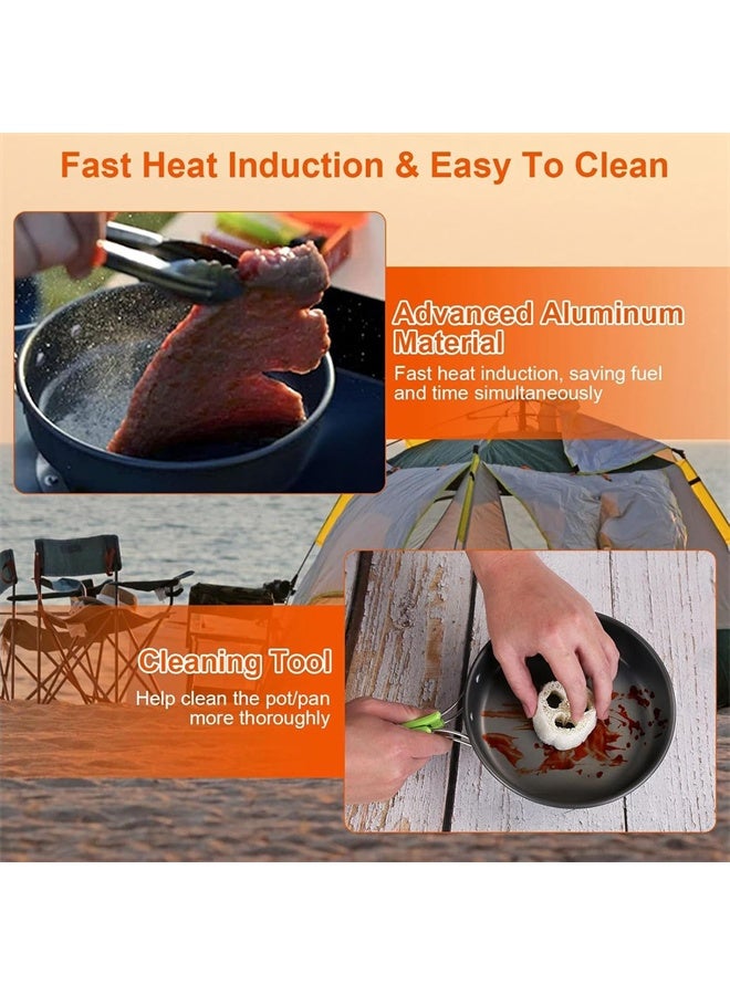 HOMESTAR Camping Cookware Kit, Non-Stick Lightweight Pots Pan Set, Portable Outdoor Cookware for Camping, Hiking, Outdoor, Picnic - Image 5