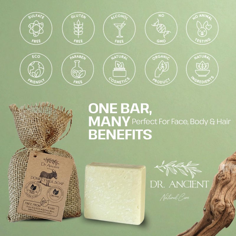 Dr.Ancient Organic Soap Bars Handcrafted the Traditional Way, Natural Chemical-Free, Donkey Milk Soap Bar for Face Wash, Body Wash, Hand Cleansing and Daily Skin Care, Nourishing Gentle Cleanser - Image 4
