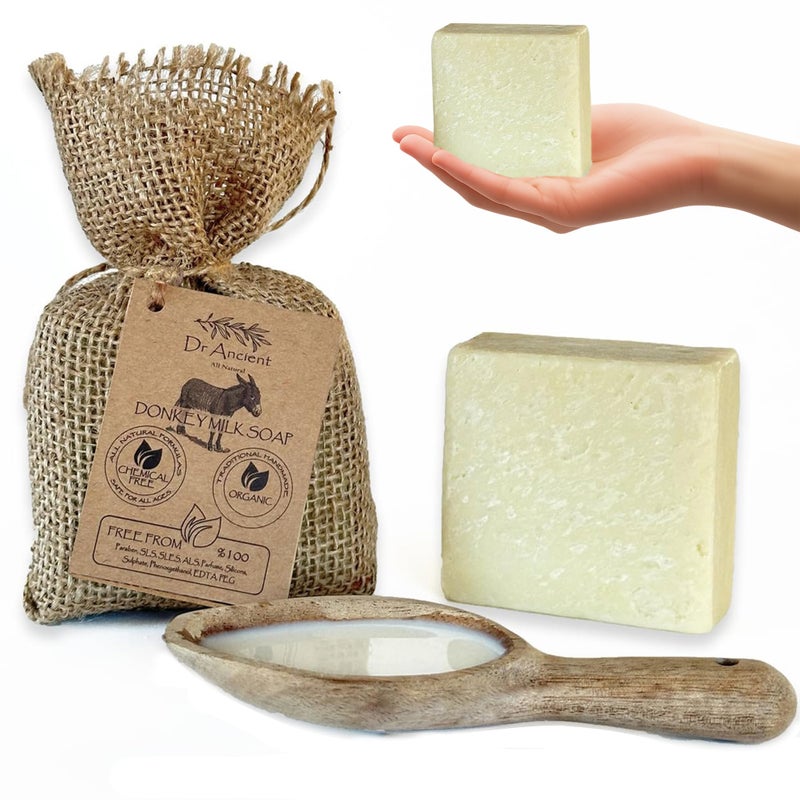 Dr.Ancient Organic Soap Bars Handcrafted the Traditional Way, Natural Chemical-Free, Donkey Milk Soap Bar for Face Wash, Body Wash, Hand Cleansing and Daily Skin Care, Nourishing Gentle Cleanser - Image 1