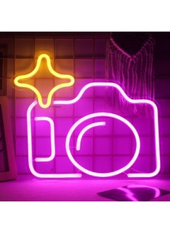 BPA Camera Neon Signs Neon Led Sign Acrylic Neon Sign For Bedroom Wall Novelty Pink Neon Light Signs For Wall Decor Kids Gift Bar Store Birthday Wedding  Part, 40X30 Cm  - Image 1